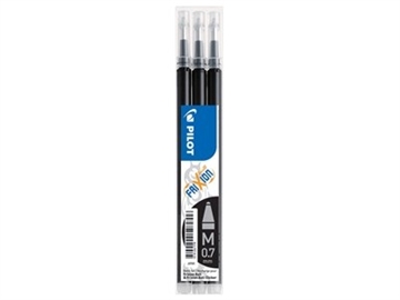 Refill Rollerpen Pilot Frixion Clicker 0,7 Sort 3-pak